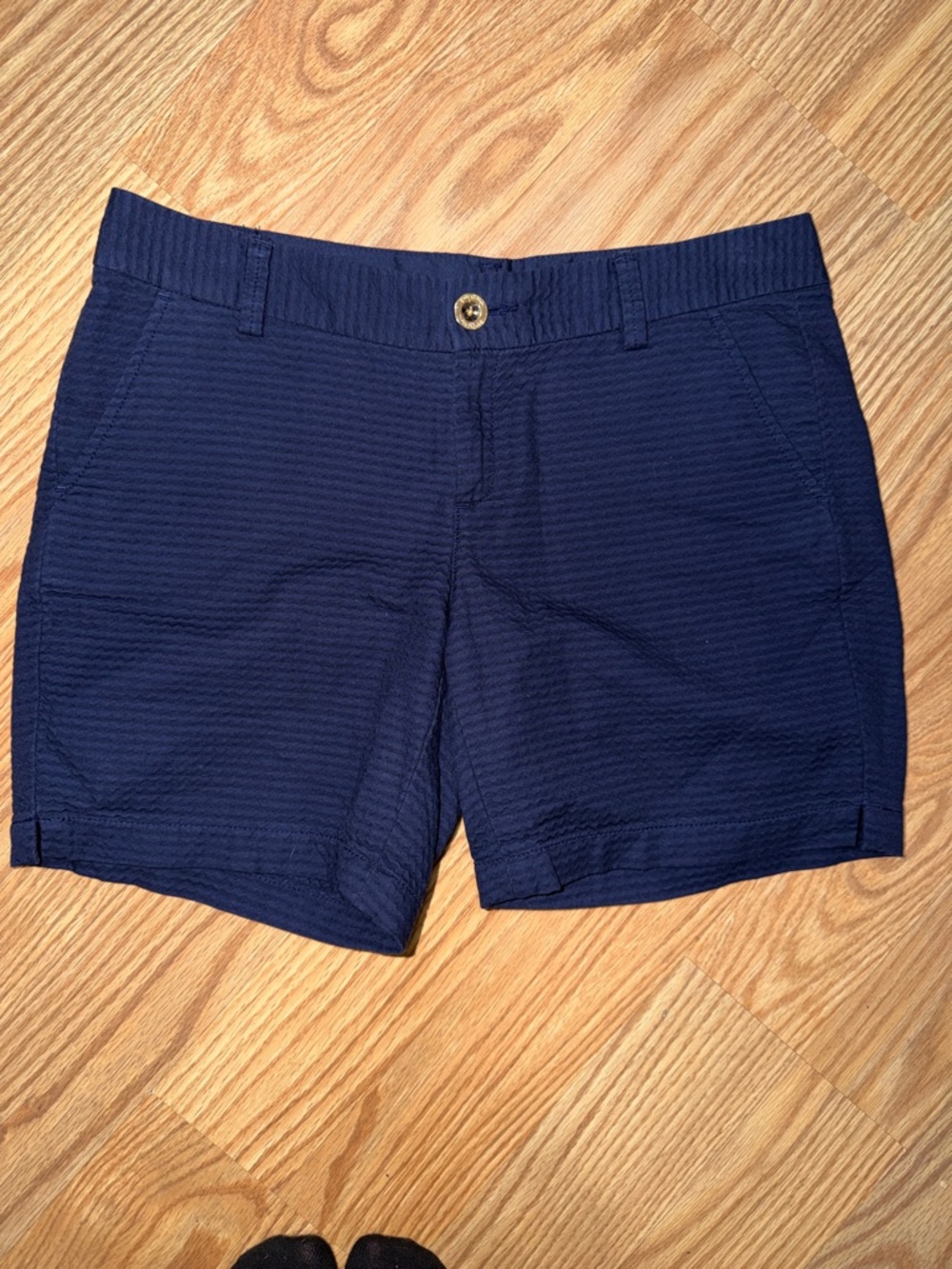 Lilly Pulitzer Navy Textured Stretch Bermuda Shorts